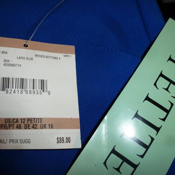 Anne Klein Slim Crop Petite Blue Woven pants ( waist is17.5") - Picture 13 of 16